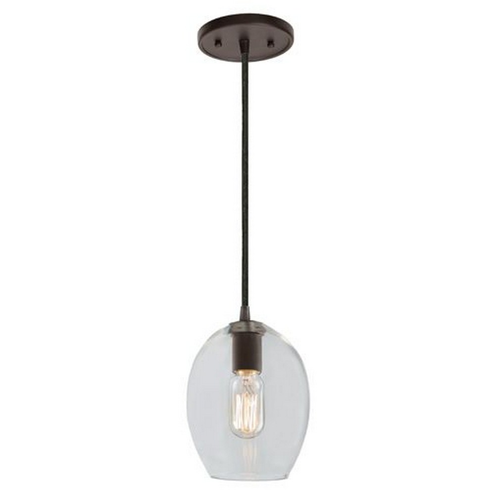 JVI Designs-1300-18 G3-Grand Central - One Light Mini-Pendant Gunmetal  6 Wide, Clear Mouth Blown Glass Sophie Shade